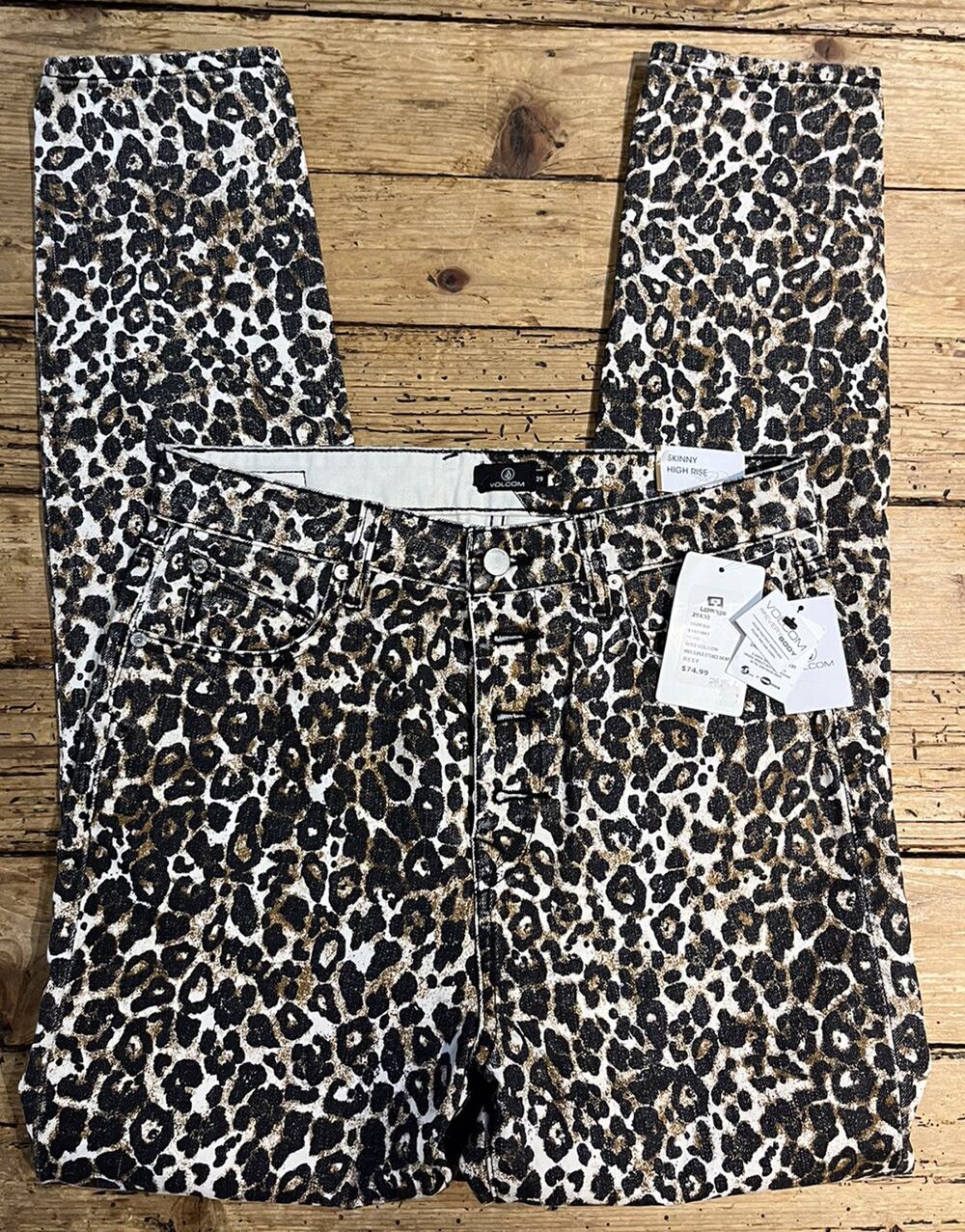 Volcom High Rise Skinny Womens Size 29 Cheetah Print Pants NWT